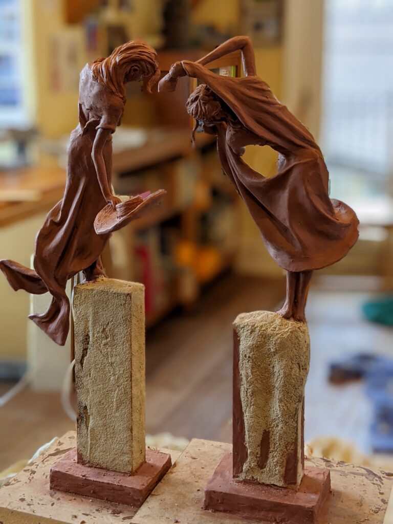 Laura Teste Contemporary Bronze Sculpture Sea Cliff Sea Sisters