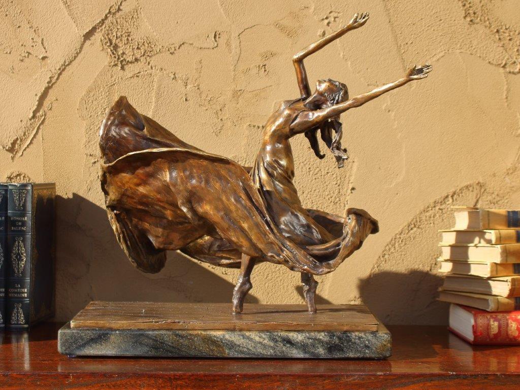 beautiful elegant bronze dancer girl woman female figurative sculpture art like MacDonald or Bradley