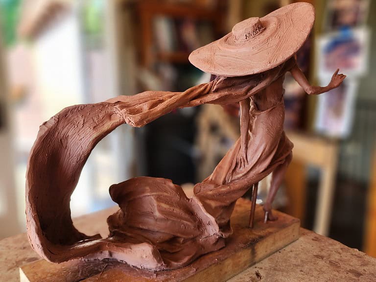 Laura Teste Contemporary Bronze Sculpture Eclipse Figurative Bronze, Dancer, Elegant, sculpture, Graceful, famous, world artist, clay model