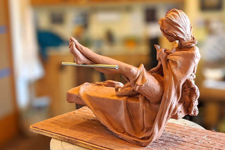 Laura Teste Sculpture Bronze Contemporary Elyse Chat Cat Maquette