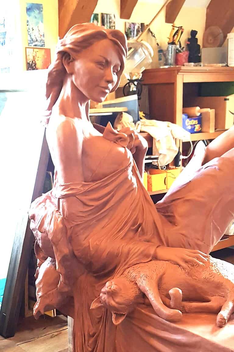 Laura Teste Sculpture Bronze Contemporary Elyse Chat Cat